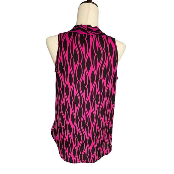 Vince Camuto black fuchsia sleeveless high low blouse shirt women's size small - Picture 2 of 6